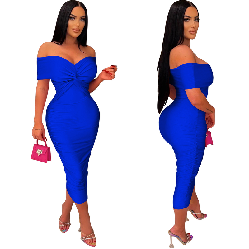 Women's solid color pleated sleeveless long skirt tube top dress_autovado.com