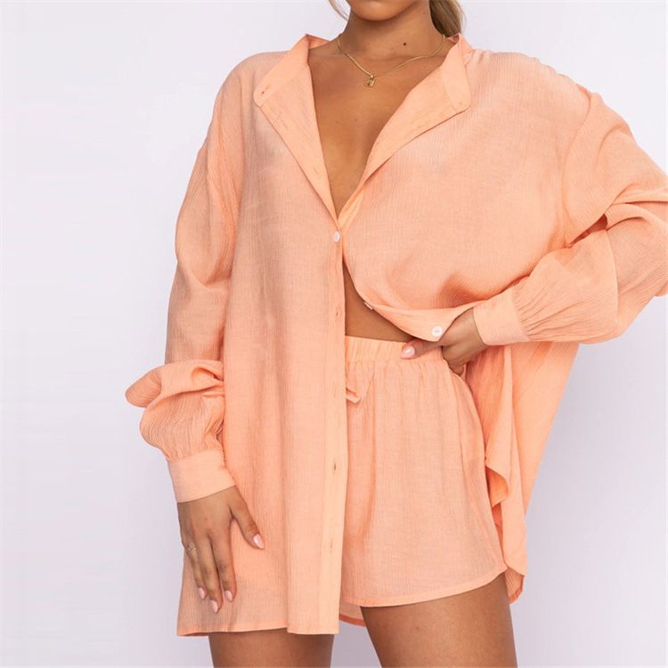 Women's Clothing sexy two-piece suit for women beach sunscreen shirt shorts suit_autovado.com