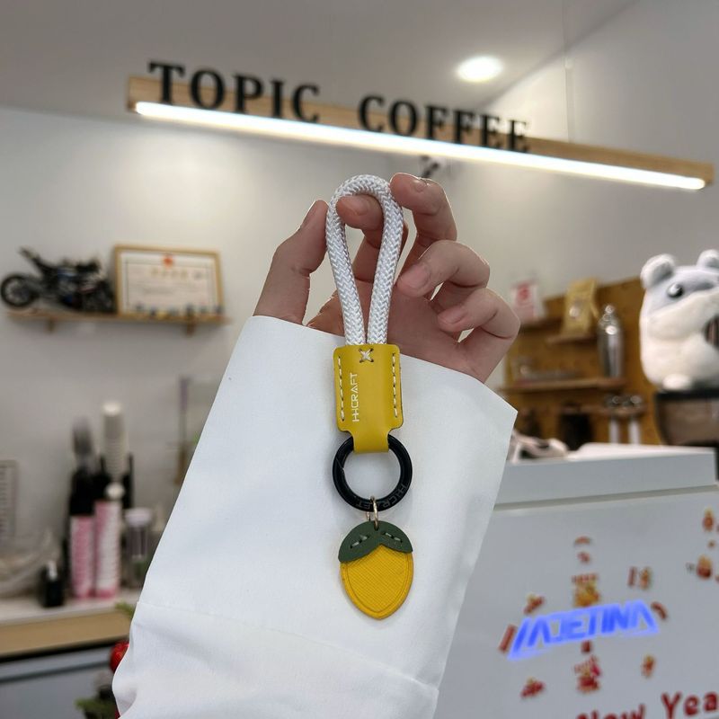Genuine Cowhide Braided Rope Keychain Pendant High Quality Car Keychain Ring Men And Women Hand Rope School Bag Pendant_autovado.com
