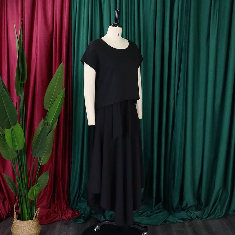 Women's Clothing plus size women's clothing 2023 new fashion temperament casual tops big swing skirt suit_autovado.com