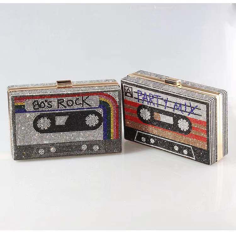 US dollar bag new retro tape diamond bag full diamond bag party bag evening bag hand-held fashion women's bag_autovado.com