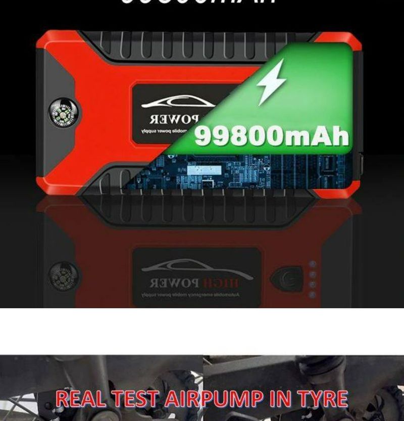 99800mAh 68800mAh 12v Car Jump Starter Powerbank Emergency Power Bank LED With Tire Pump Inflator 4 USB Phone Portable_autovado.com
