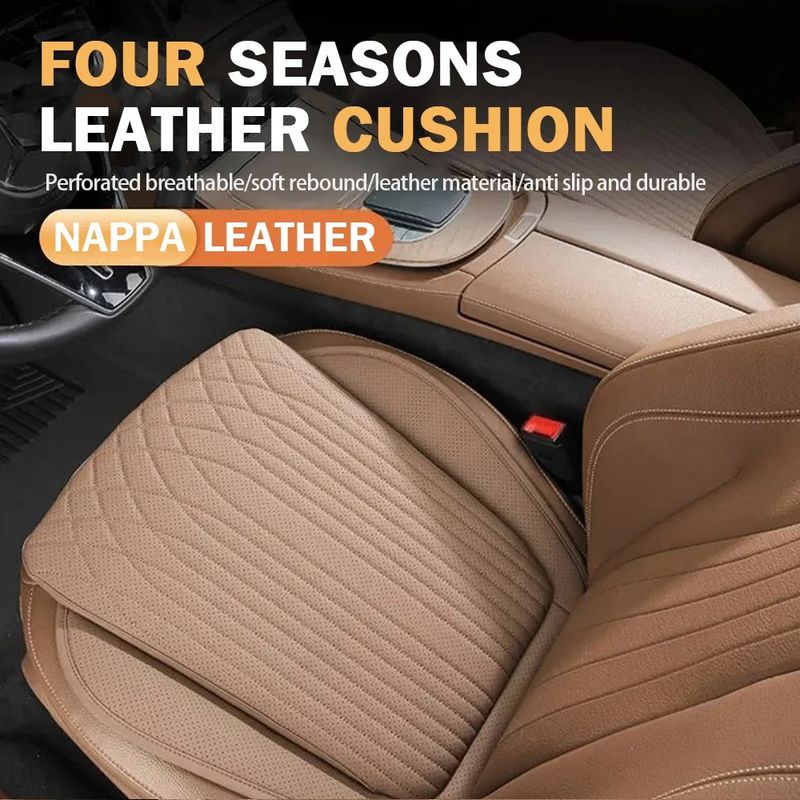 New Breathable Nappa Leather Non-slip Car Sponge High Rebound Pad Cushion Four Seasons Universal Auto Seat_autovado.com