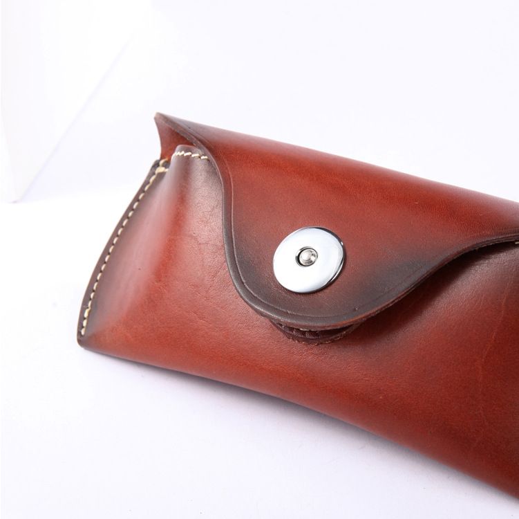 Unisex Vintage handmade leather eyewear case Portable leather eyewear storage bag Plant tanned leather cowhide eyewear bag_autovado.com