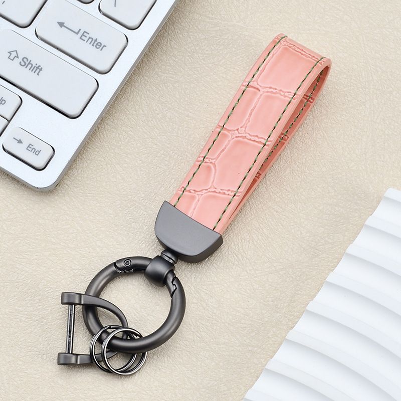 Fashion High End Car Anti Lost Key Ring Simple Leather Key Chain Pendant Creative Couple Business Key Chain_autovado.com