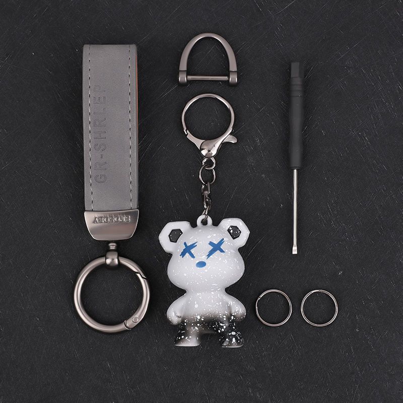 Chameleon Bear Keychain Flip Fur Car Keychain Female Cartoon Bear Creative Couple Exquisite Bag Pendant_autovado.com