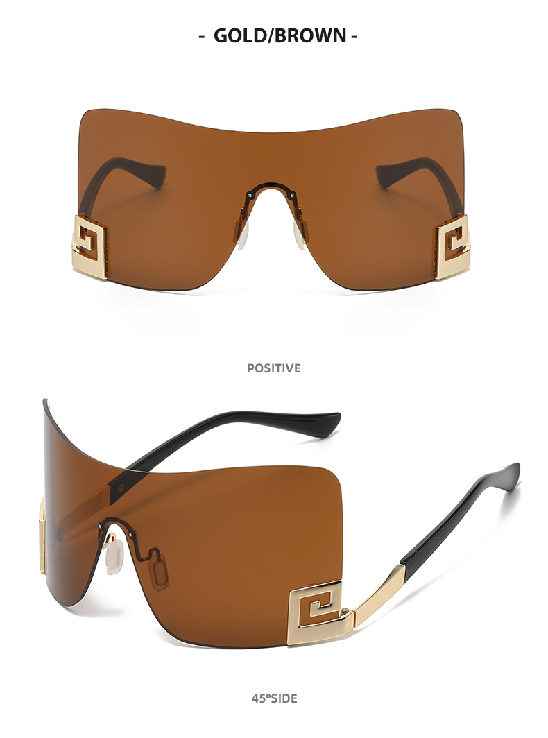 Unisex Big frame one-piece sunglasses Y2K personality Everything sunglasses_autovado.com