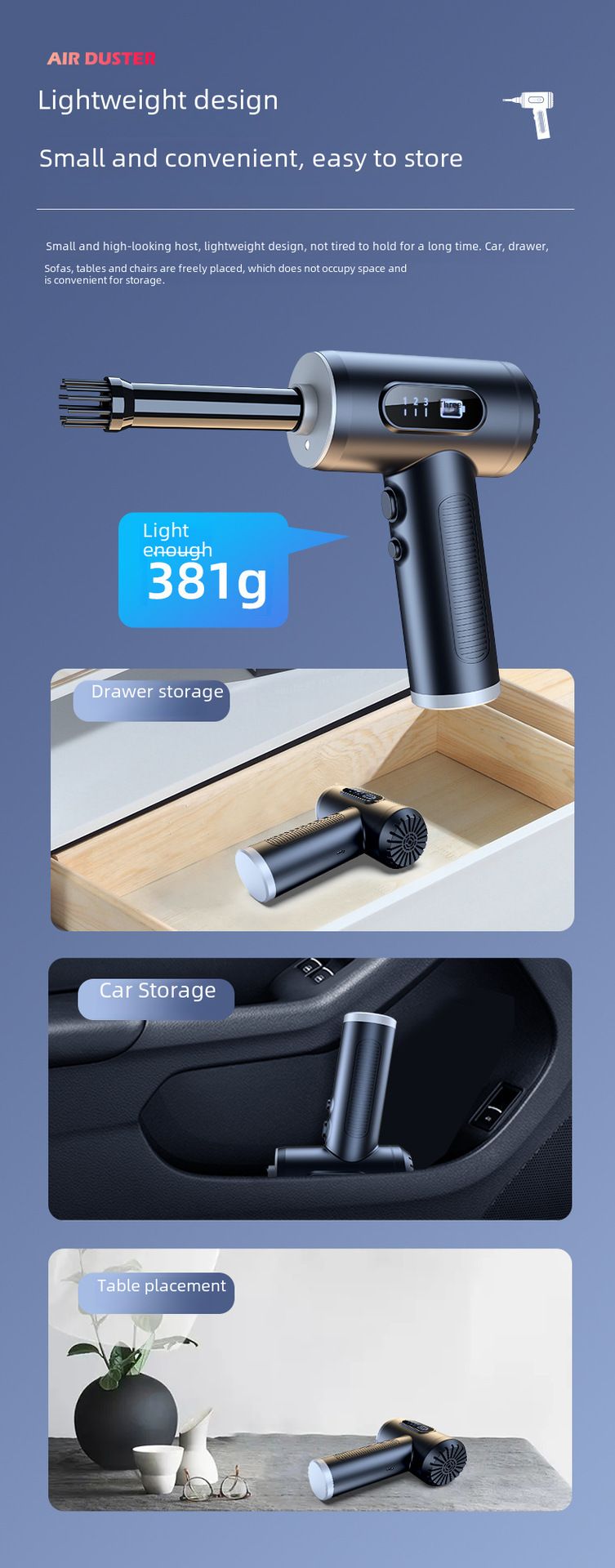 New dust blower blowing and suction integrated handheld high power 50000RPM portable vacuum cleaner for car with digital display_autovado.com