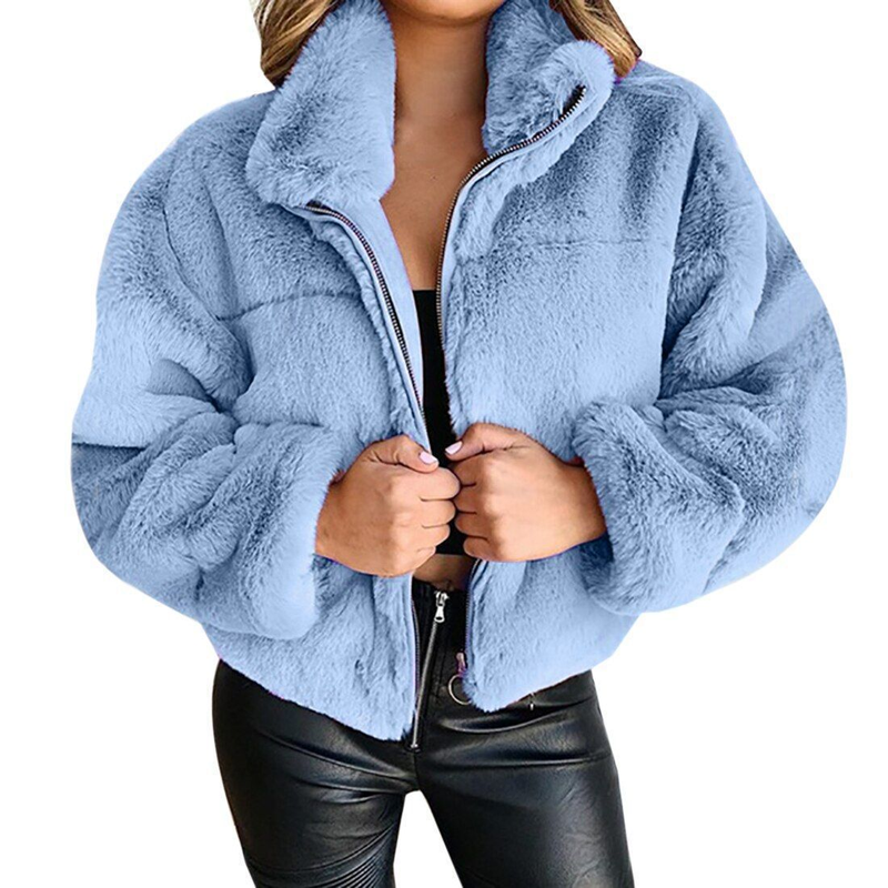 Women's Clothing clothing autumn and winter rabbit fur fur zipper cardigan plush warm jacket_autovado.com