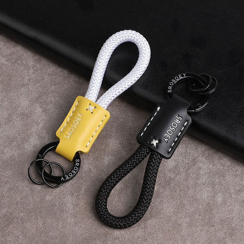 High Grade Original Cowhide Good Luck Chips Car Keychain Pendant Couple Personality Men And Women Bag Pendant Ring Chain Trend_autovado.com
