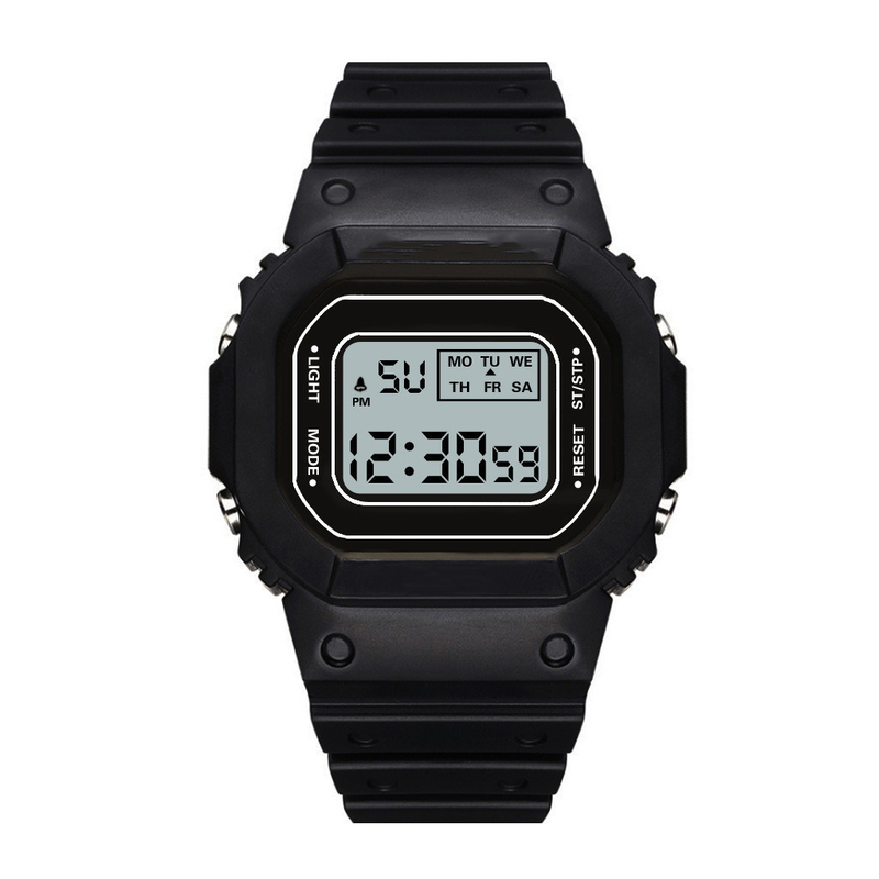 green small square watch student youth outdoor sports waterproof multi-function LED electronic watch_autovado.com