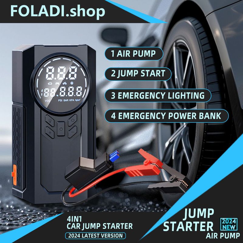 10800mAh 4 In 1 Car Jump Power Bank Pump Tire Air Compressor 12V Emergency Jumper Starter_autovado.com