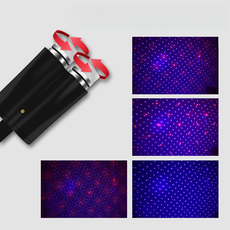Dual color starry sky USB ambient interior projection light, car roof full of stars, laser rhythm light_autovado.com