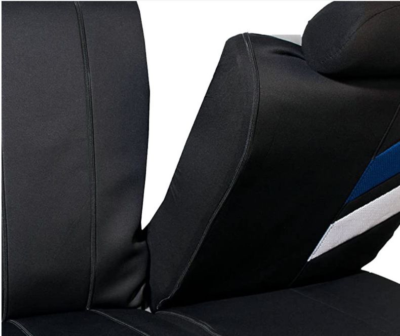 New splicing color Blue white sandwich Black PVC car seat cover_autovado.com