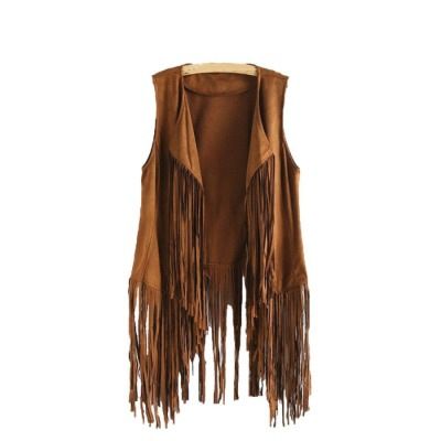 Slim slim sleeveless vest with fringe clip for women_autovado.com