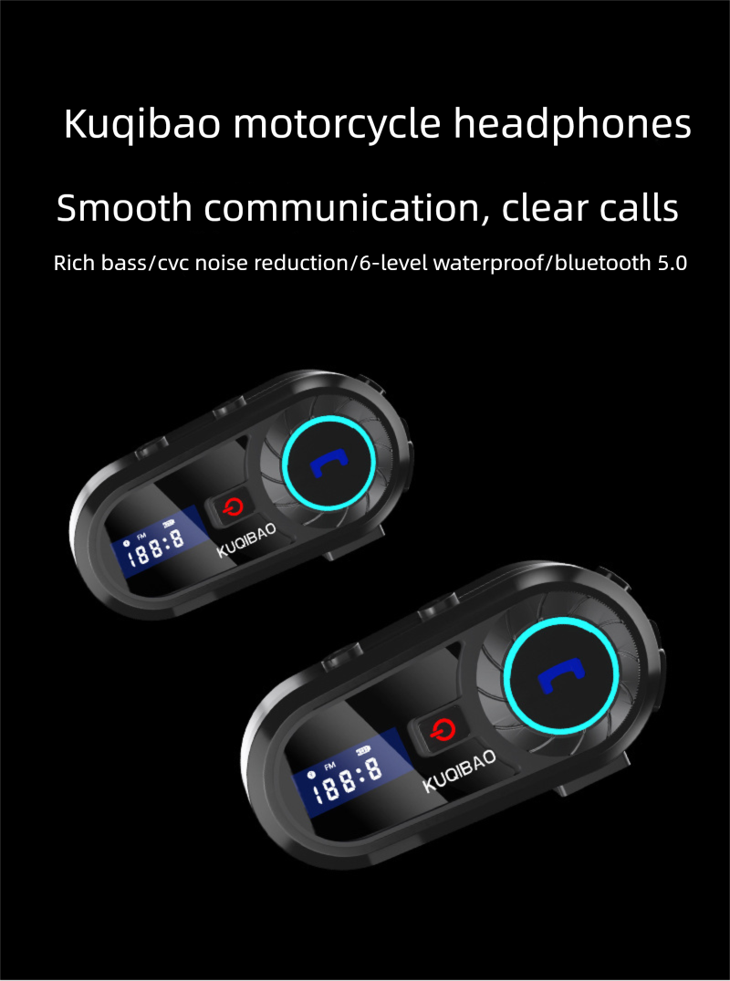 Cool Riding Treasure Bluetooth Headset Motorcycle With Screen Full And Half Helmet Long Battery Life Rider Waterproof_autovado.com