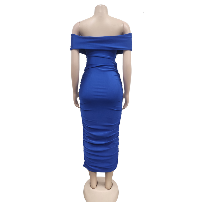 Women's solid color pleated sleeveless long skirt tube top dress_autovado.com