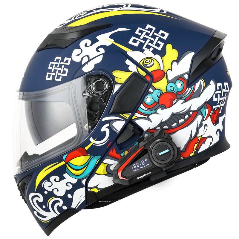 Coolqi Bao Anti-Fog Dual Lens Open Face Motorcycle Bluetooth Helmet Long Battery Life With Display Screen Suitable For_autovado.com