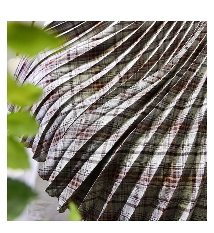 Women's Clothing Chic temperament slim plus size pleated skirt autumn and winter new high waist A line skirt women's medium and long_autovado.com