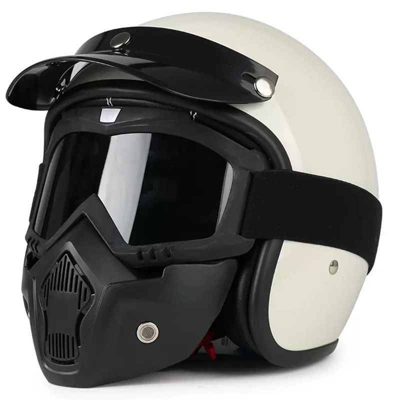 Retro Motorcycle Helmet 3/4 Open Face With Bluetooth & Interchangeable Goggles - ABS Lightweight Safety Helmet For Men & Women_autovado.com