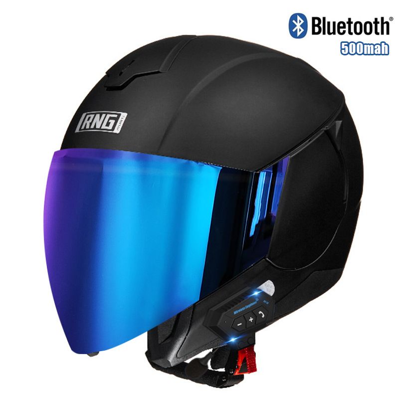 3C Certified Motorcycle Bluetooth Helmet - Lightweight ABS 3/4 Half Helmet For Men & Women, Multi-Color Options With UV-Protective Visors_autovado.com