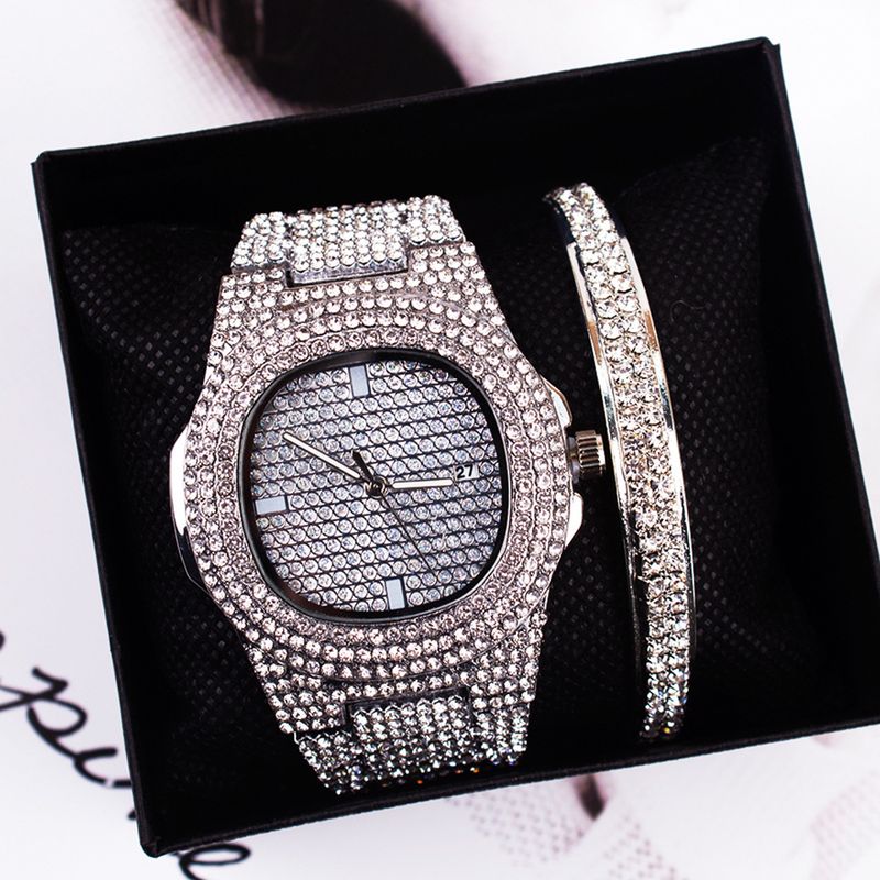 Diamond fashion watch set bracelet ladies wristwatch men_autovado.com