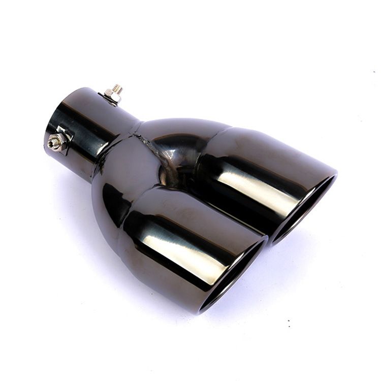 Cross-Border 76 Inclined Row Curved Double Outlet 63 Straight Plated Tail Pipe Thickened Stainless Steel Muffler Car_autovado.com