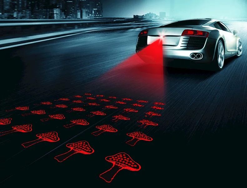 Car motorcycle laser fog light projection warning light anti-fog anti-rear brake laser light rear projection light_autovado.com