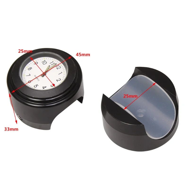 Dustproof Quartz Aluminum Alloy Motorcycle Luminous Time Table Universal Car Handlebar Clock_autovado.com