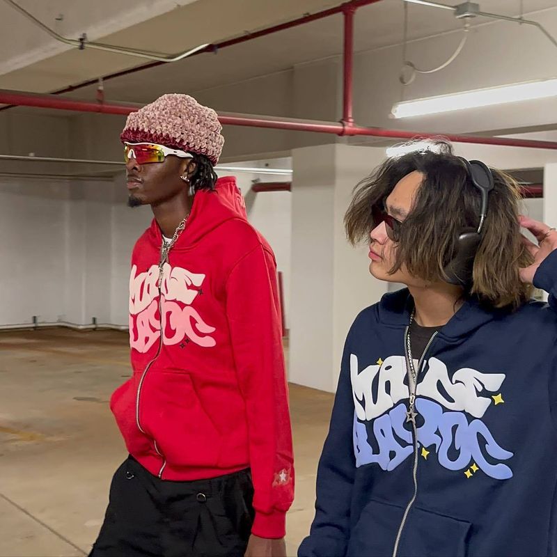 Men's Clothing joint trend Gothic punk hip-hop fashion zipper digital printing hoodie_autovado.com