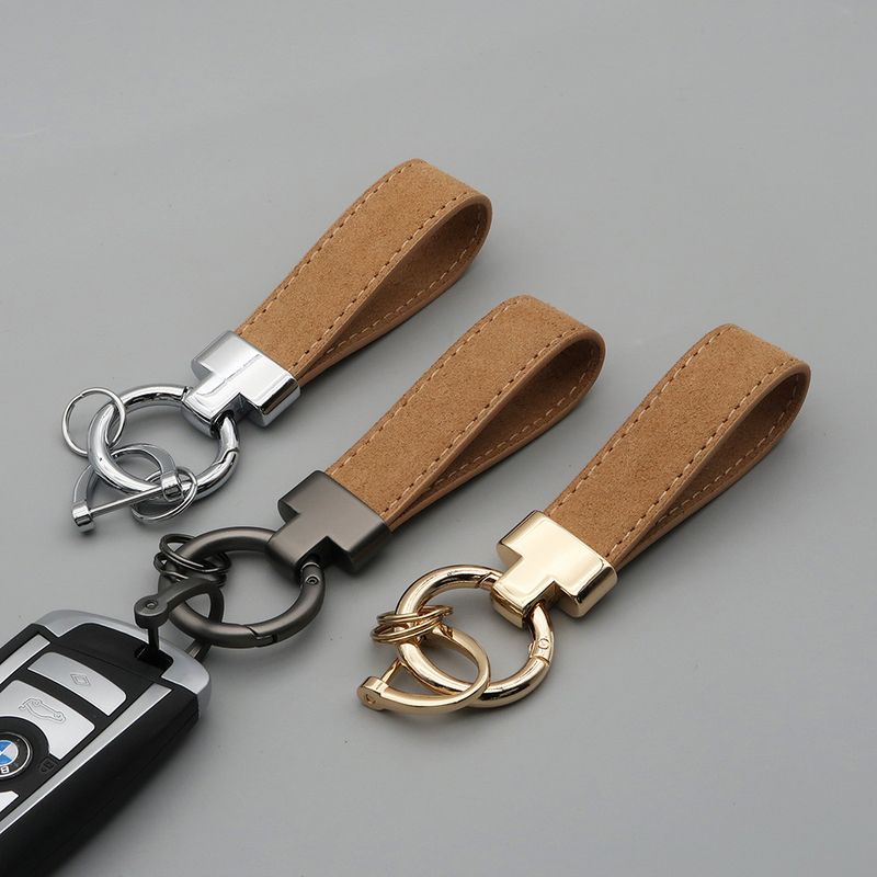 Suede Car Keychain Leather Couple Bag Pendant Men And Women Multifunctional Anti Lost Lettering Key Ring_autovado.com