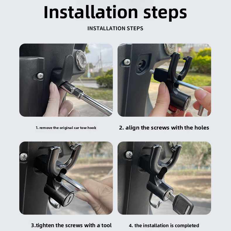 Front Multi-Function Universal Hanging Electric Scooter Storage Helmet Multi-Purpose Hook Lock_autovado.com