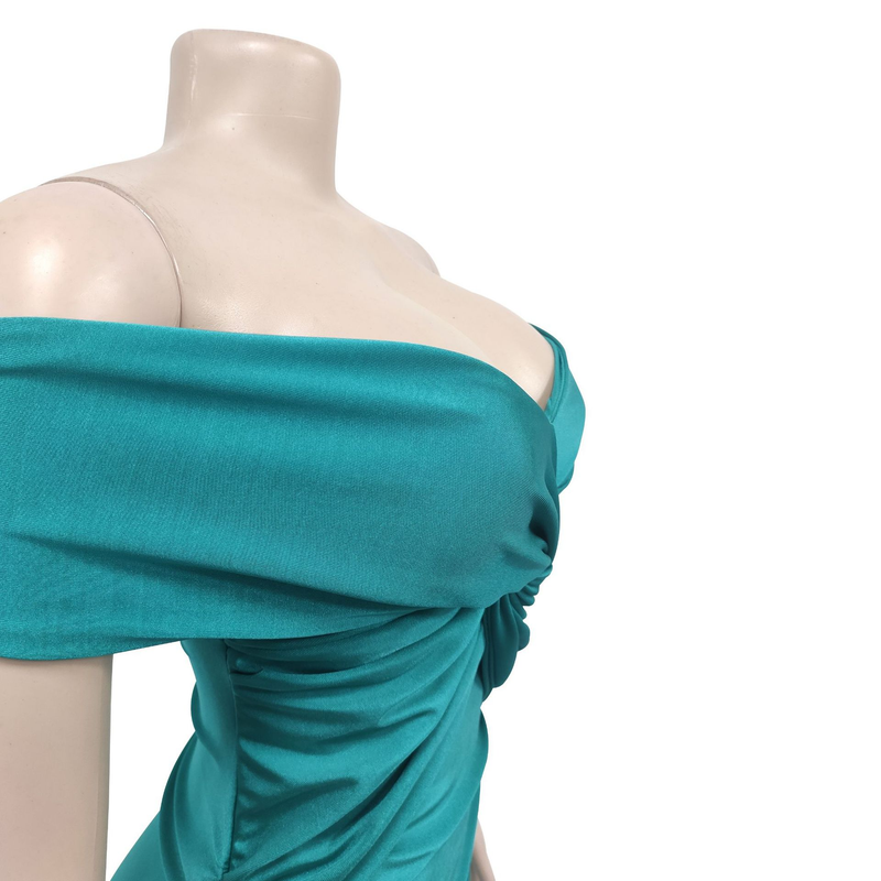 Women's solid color pleated sleeveless long skirt tube top dress_autovado.com