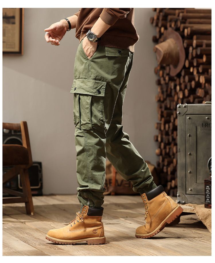 Japanese retro design overalls trousers casual trousers men's 2024 new versatile simple high street fashion loose_autovado.com