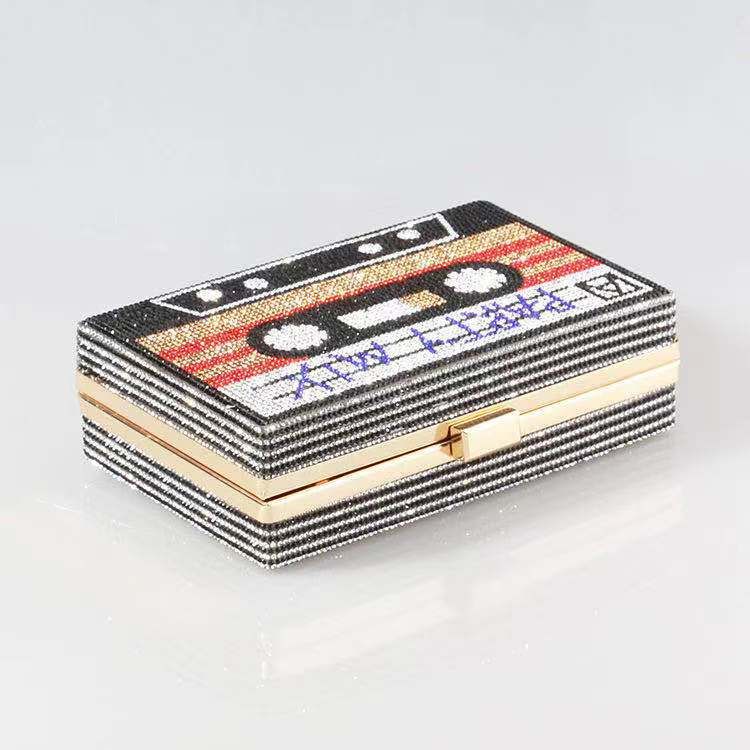 US dollar bag new retro tape diamond bag full diamond bag party bag evening bag hand-held fashion women's bag_autovado.com