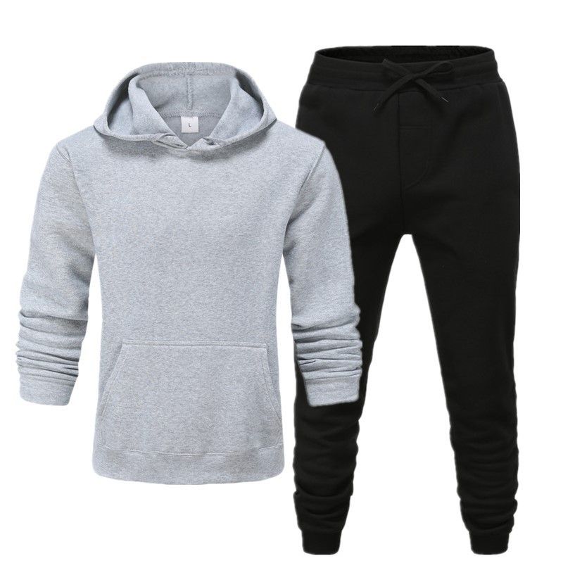Men's Clothing men's casual sports fitness solid color sweatshirt suit hooded sweatshirt_autovado.com