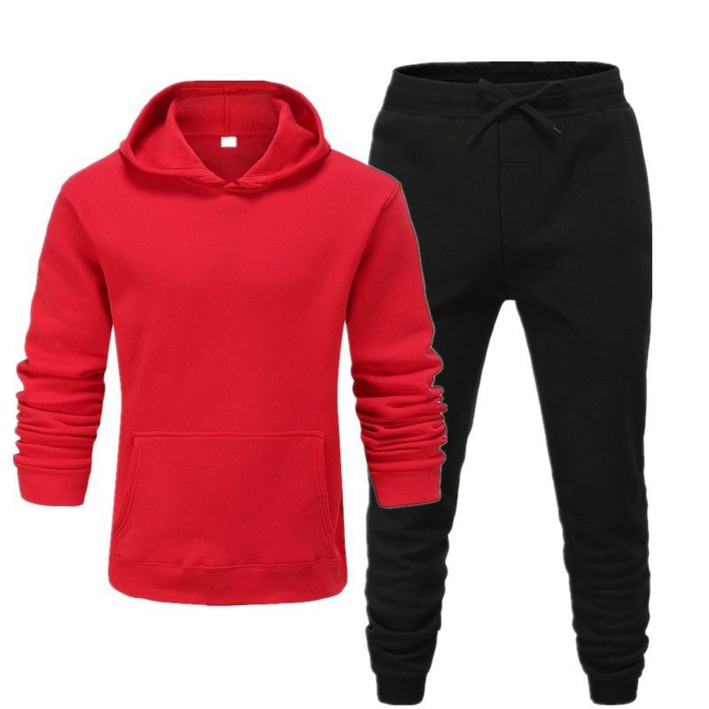 Men's Clothing men's casual sports fitness solid color sweatshirt suit hooded sweatshirt_autovado.com