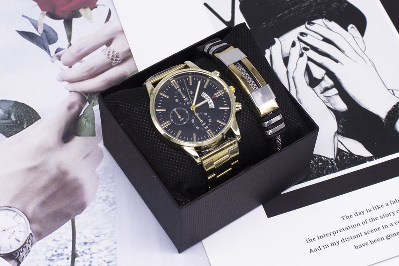 Men's Watch Two-Piece Bracelet Gift Box Business Calendar Non-Mechanical Quartz Watch men's watch_autovado.com