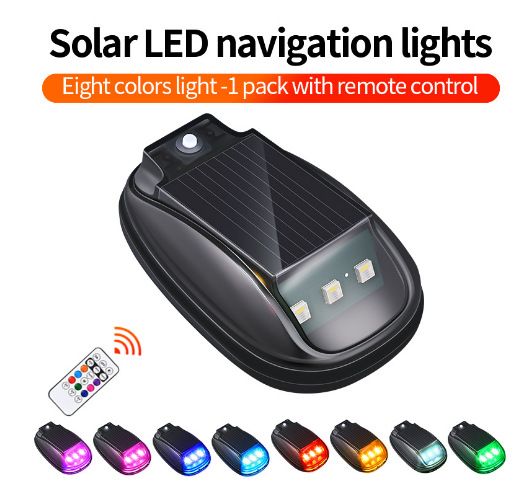 Solar Car LED Flashing Color Roof Mouse Modification No Wiring Remote Control Anti-Collision Warning Light_autovado.com