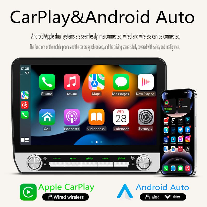 10.1" Universal Android Car Stereo With HD Backup Camera - 4G Octa-Core Touchscreen GPS Navigation System, Wireless CarPlay/Android Auto, Bluetooth 5_autovado.com